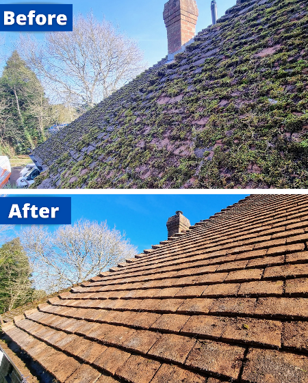 roof cleaning Frome before and after